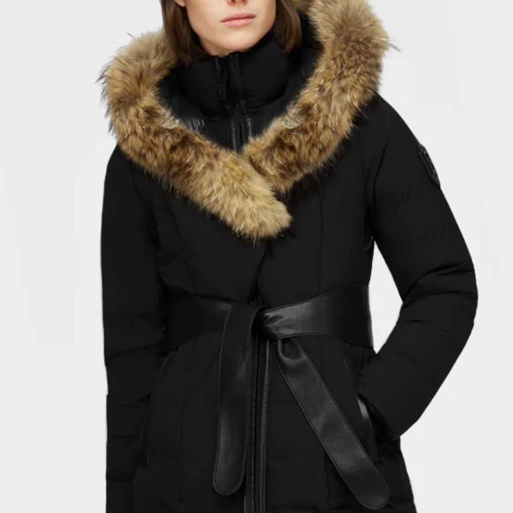 RUDSAK Moda Black Puffer Coat with Fur Trim NEW